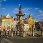 Der Samsonbrunnen auf dem Marktplatz von Budweis
