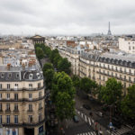 Blick von der Aussichtsterrasse des Kaufhauses Printemps Haussmann in Richtung Eiffelturm