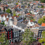 Ausblick auf Amsterdam vom Turm Westertoren in der Kirche Westerkerk