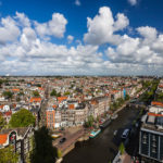 Ausblick auf Amsterdam vom Turm Westertoren in der Kirche Westerkerk