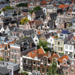 Ausblick auf Amsterdam vom Turm Westertoren in der Kirche Westerkerk