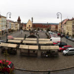 Panoramaaufnahme des Masarykplatz in Znaim vom Caffé Panorama aus gesehen