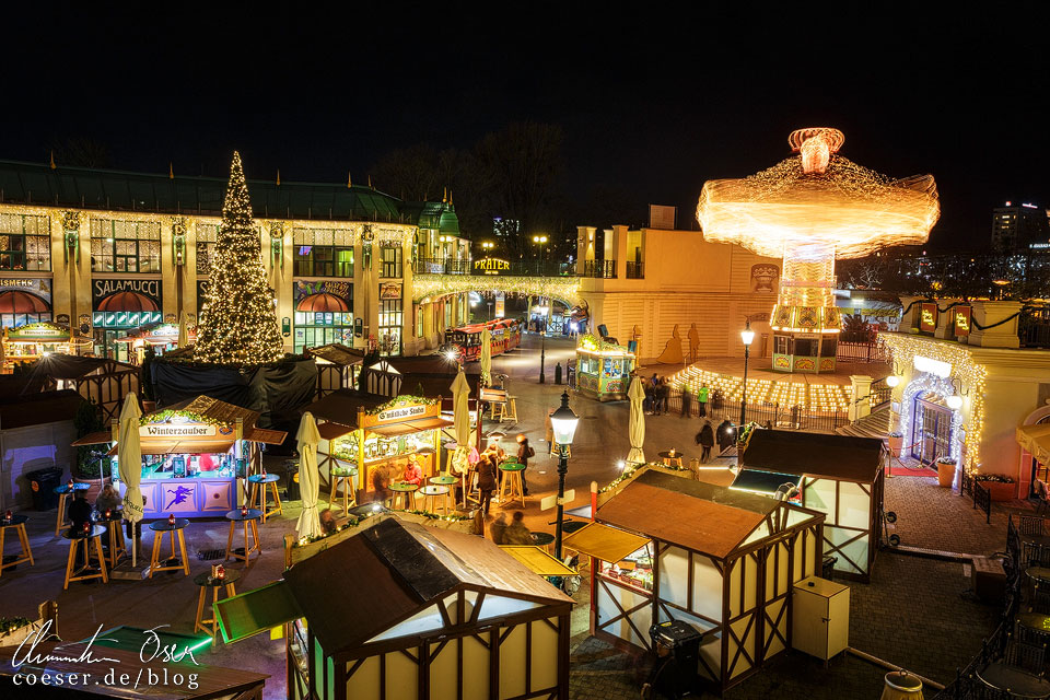 Wintermarkt vor dem Riesenrad im Prater in Wien