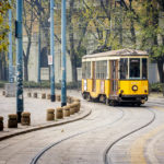 Alte Garnitur der Straßenbahn in Mailand
