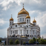 Die Christ-Erlöser-Kathedrale, gesehen während einer Bootsfahrt auf der Moskwa