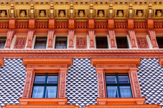 Detailansicht des Mietshauses Schottenring 23 von Otto Wagner