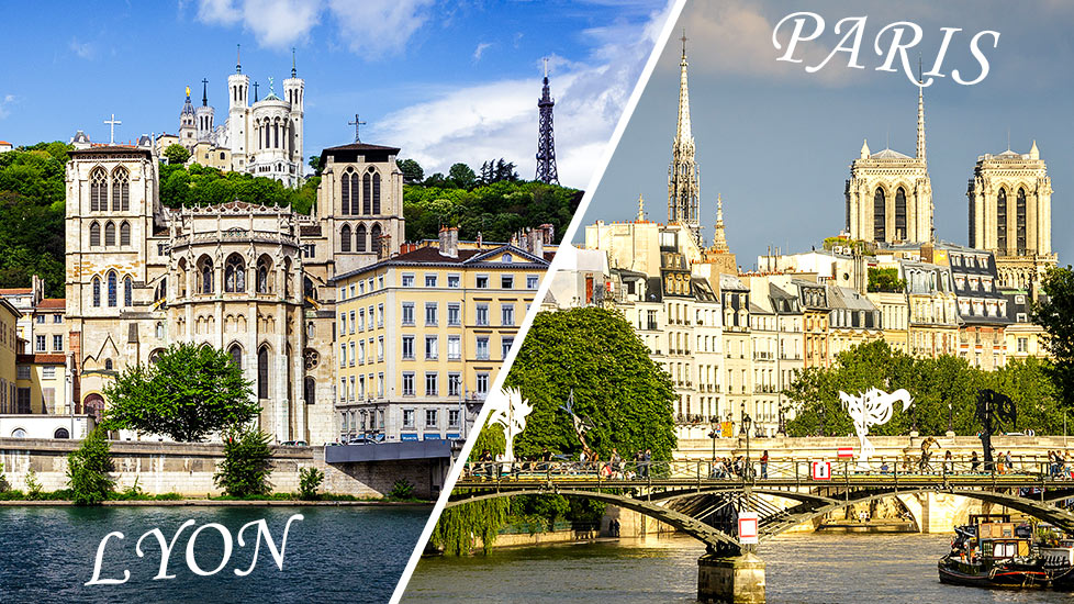 Stadtansichten von Lyon und Paris