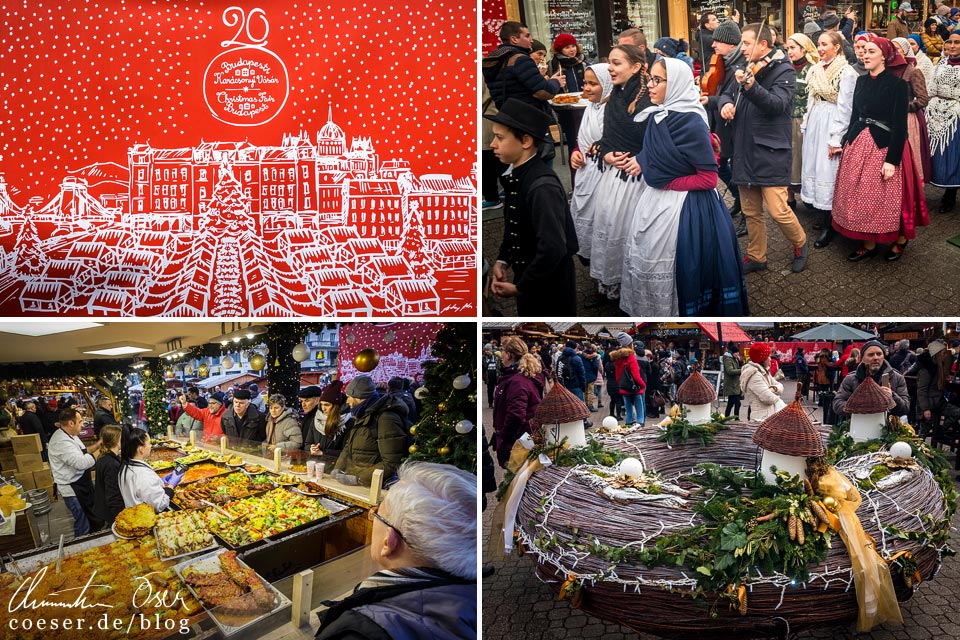 Eindrücke vom Weihnachtsmarkt am Platz Vörösmarty tér in Budapest