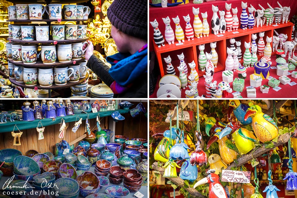 Kunsthandwerk am Weihnachtsmarkt am Platz Vörösmarty tér in Budapest