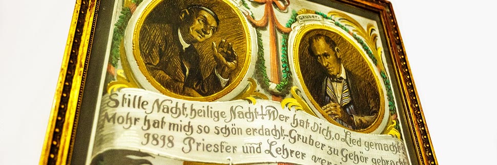 Franz Xaver Gruber und Joseph Mohr auf einem Gemälde