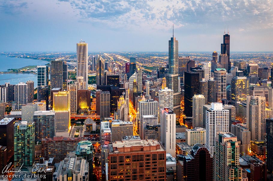 Aussicht von der Plattform 360 Chicago im John Hancock Tower