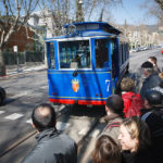 Die historische Straßenbahn Tramvia Blau in Barcelona