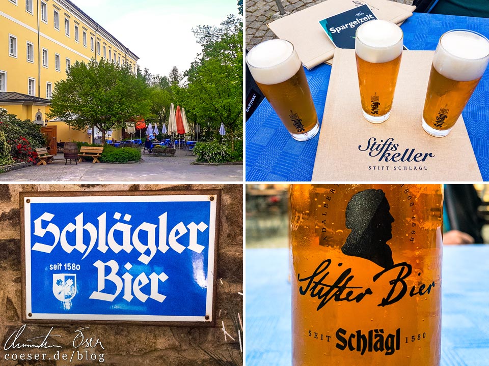 Gastgarten und Biere im Stiftskeller des Stift Schlägl