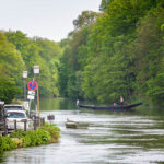 Ein Gondoliere unweit der Fischersiedlung Klein Venedig in Bamberg