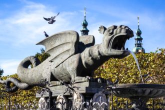 Der Lindwurm, das Wahrzeichen von Klagenfurt am Wörthersee