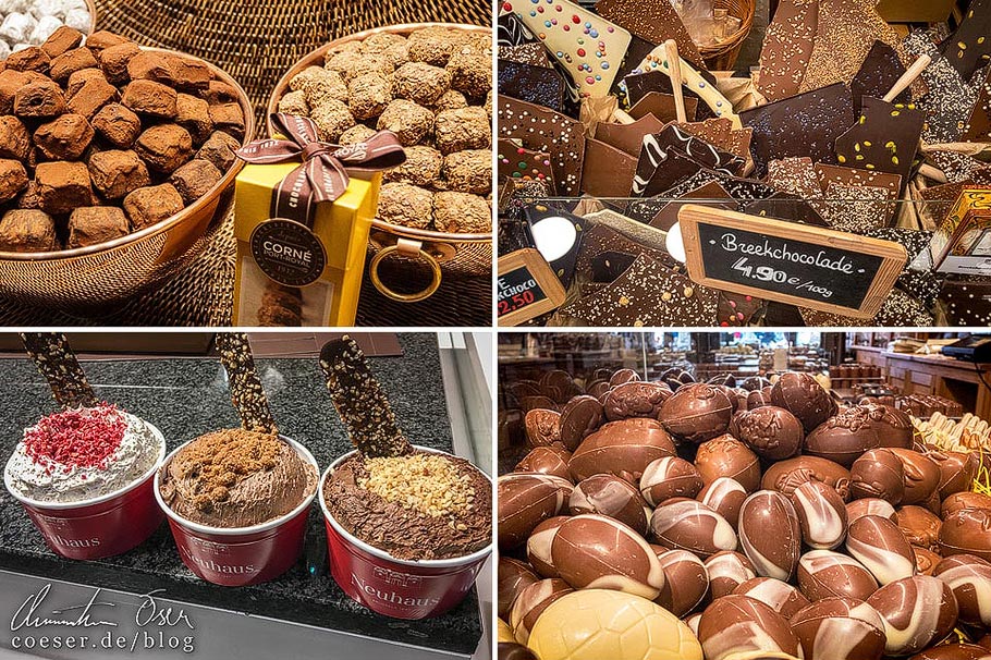 Belgische Schokolade und Pralinen in den Städten Brüssel, Brügge, Antwerpen und Gent