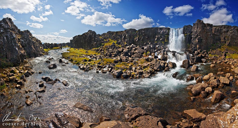 Der Wasserfall Öxarárfoss im Nationalpark Thingvellir (Þingvellir) in Island