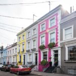Bunte Häuser im Londoner Stadtviertel Notting Hill