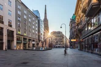 Leerer Stephansplatz in Wien während der Coronaviruskrise