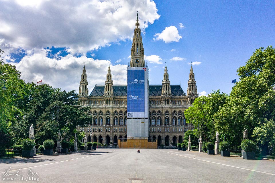 Das leere Wien in der Coronaviruskrise: Rathausplatz