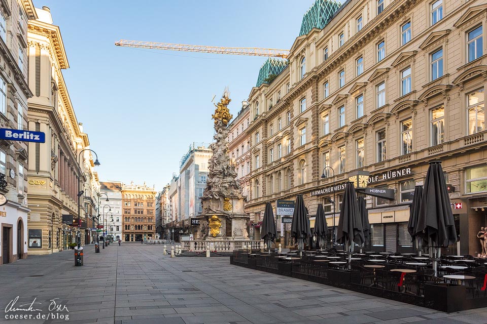 Das leere Wien in der Coronaviruskrise: Innenstadt und Graben