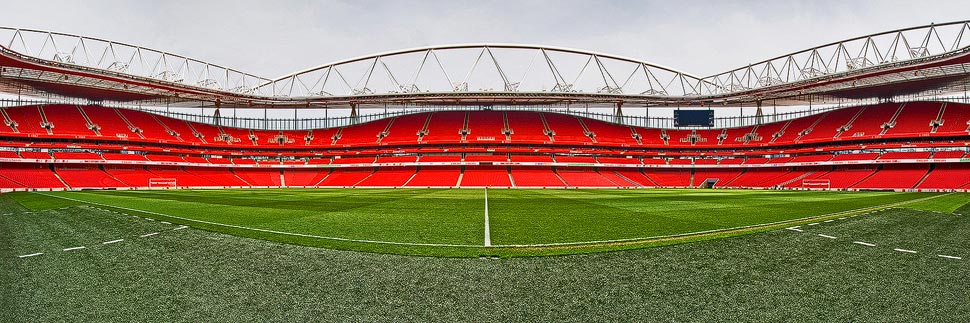 Panorama des Emirates Stadium des FC Arsenal in London