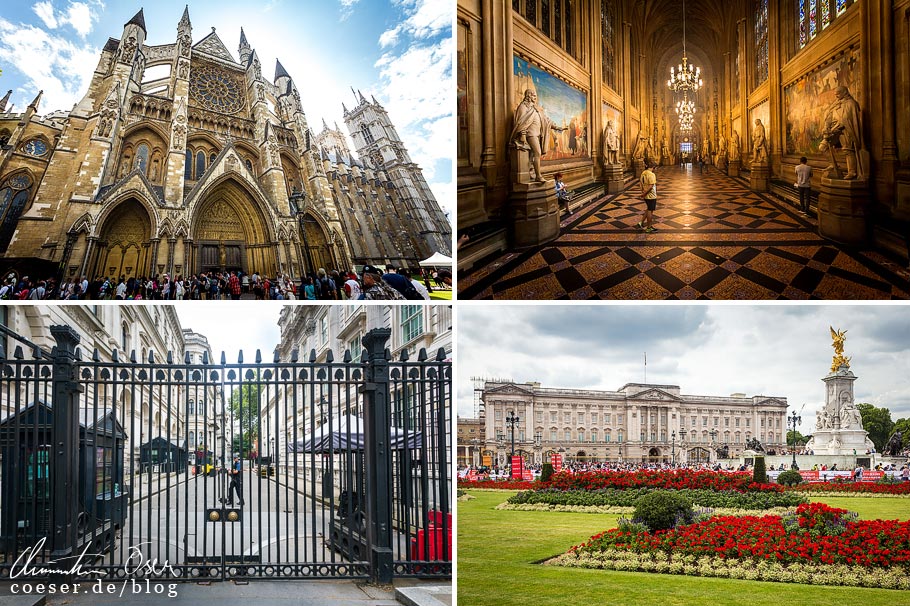 Citytrip nach London: Westminster Abbey, Palace of Westminster, 10 Downing Street, und Buckingham Palace