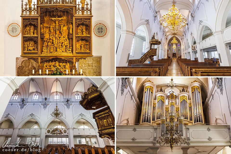 St.-Mang-Kirche: Innenansichten mit Holzaltar, Kirchenschiff, Orgel