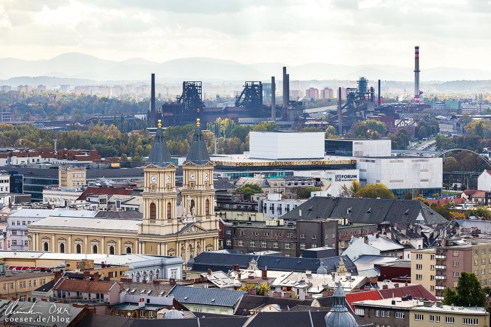 Ausblick vom Neuen Rathaus in Ostrava auf die Witkowitzer Eisenwerke