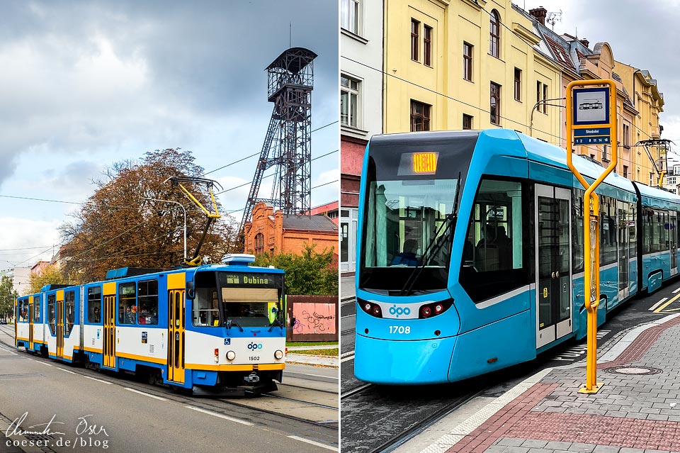 Alte und neue Straßenbahn in Ostrava