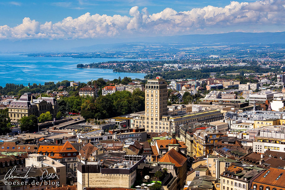Tipps für eine Städtereise in Europa: Lausanne (Panorama Stadtansicht mit Genfersee)