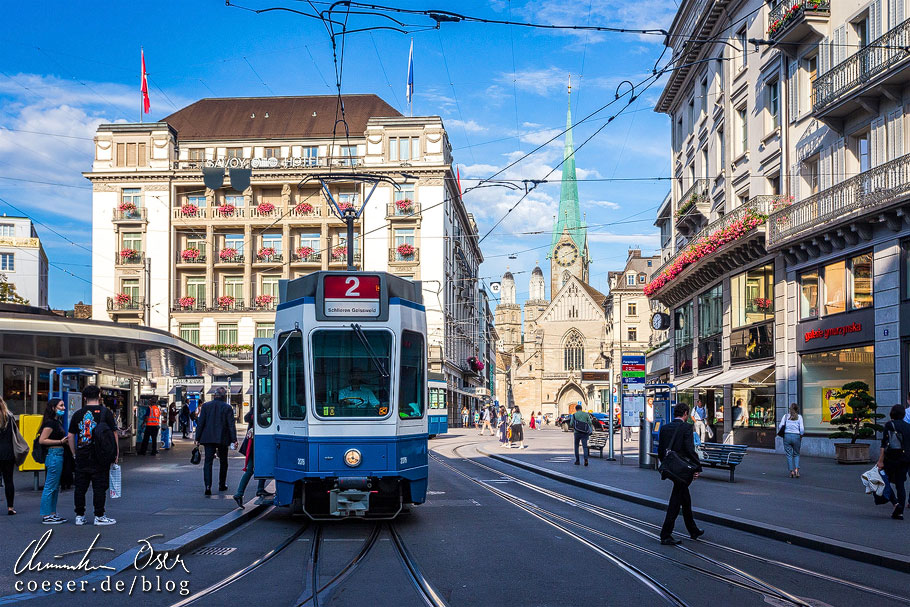 Tipps für eine Städtereise in Europa: Zürich (Innenstadt mit Straßenbahn)