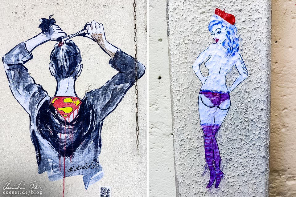 Street Art Paris: Werke von LeDiesis und Miss Quark