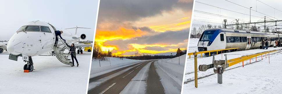 Nordlichter in Schweden: Anreise mit Flugzeug, Auto und Zug