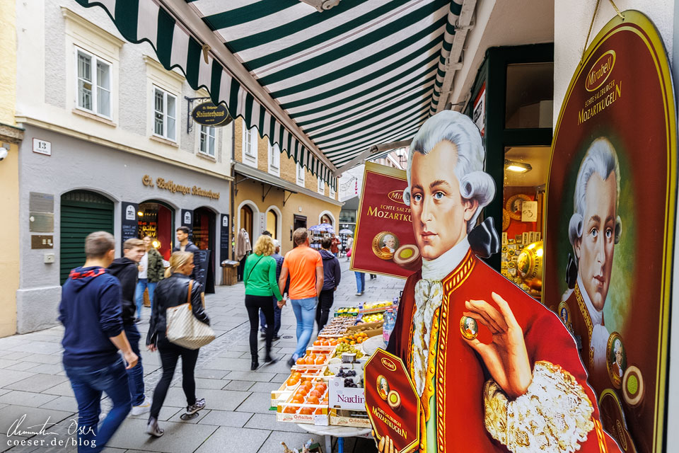 Werbefigur für die Mozartkugeln von Mirabell in Salzburg