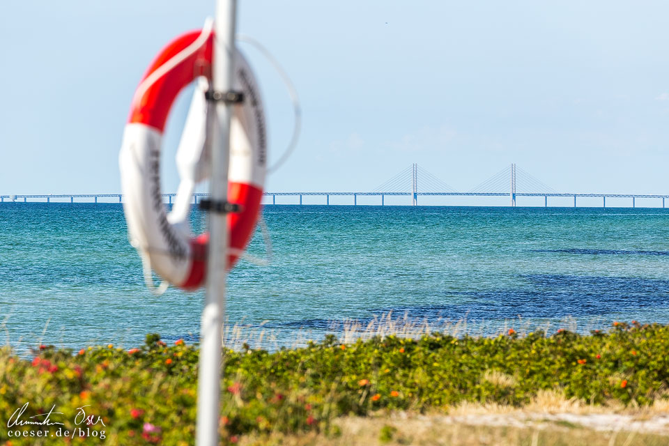 Öresundbrücke vom Strand in Skanör med Falsterbo aus gesehen