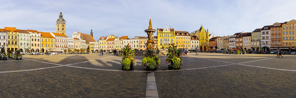 Panorama des Marktplatzes in Budweis (České Budějovice)