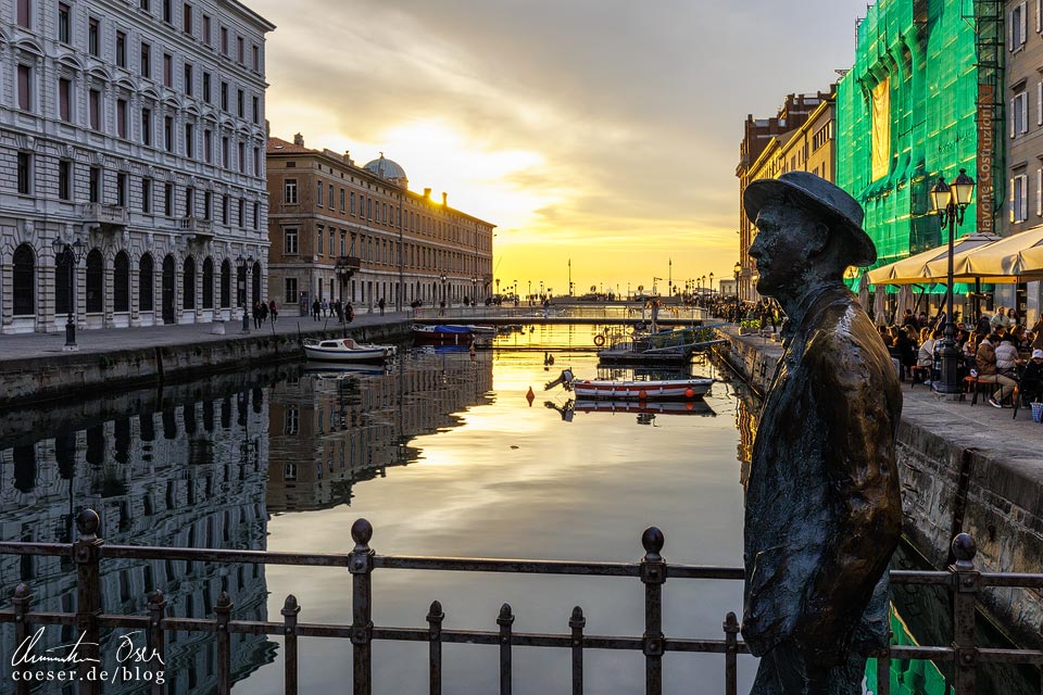 Statue von James Joyce am Canal Grande in Triest