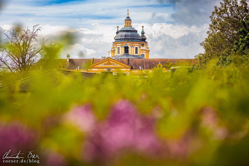 Blick vom Paradiesgarten auf die Stiftskirche des Stift Melk