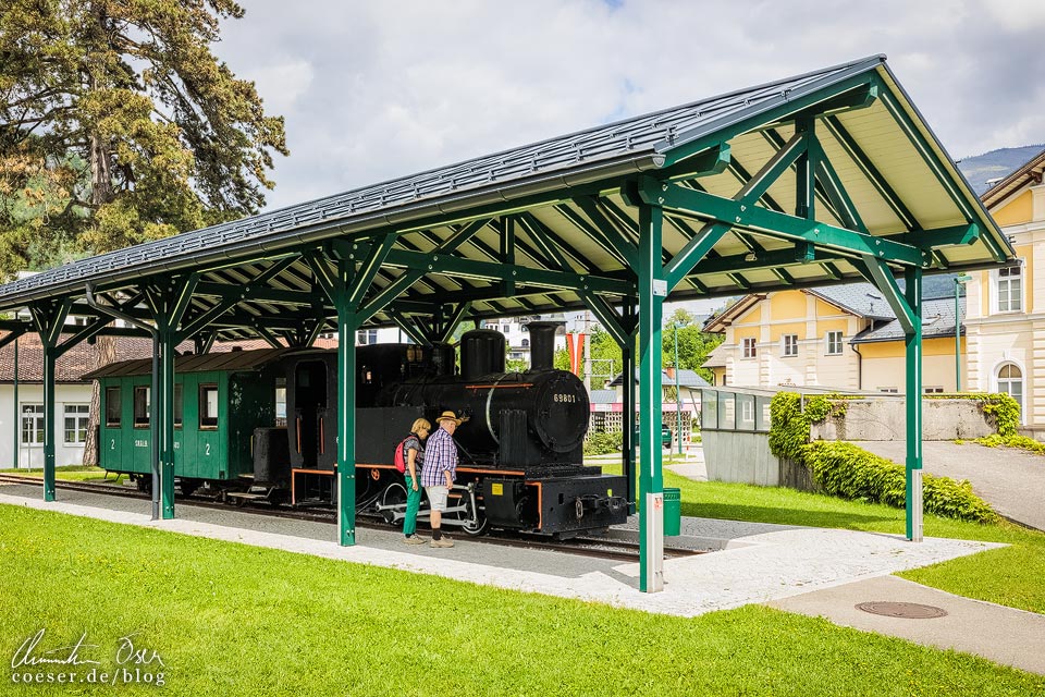 Historische Lokomotive ÖBB 698.01 der Salzkammergut-Bahn in Bad Ischl