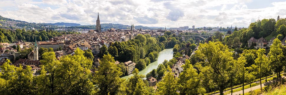 Aussichtspunkt Rosengarten mit Blick auf die Altstadt von Bern