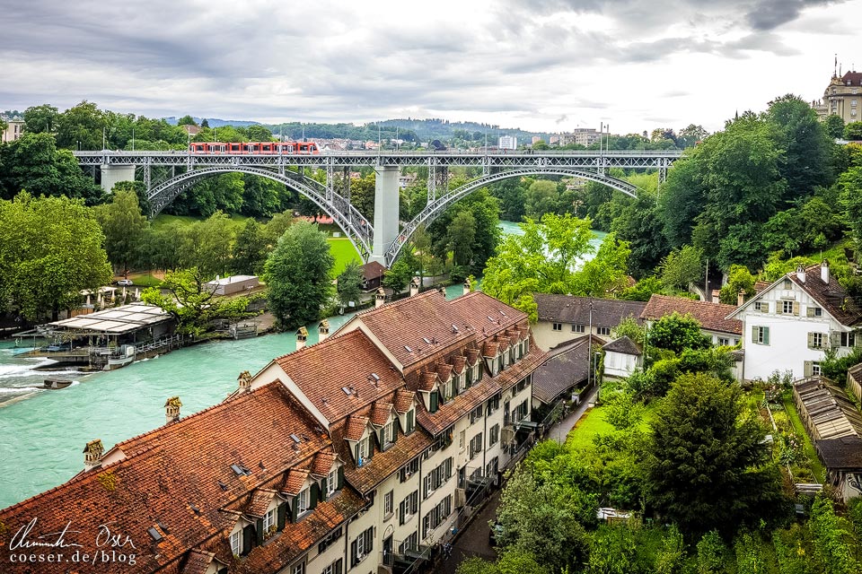 Aussichtspunkt Münsterplattform in Bern mit Blick auf das Mattequartier und die Kirchenfeldbrücke