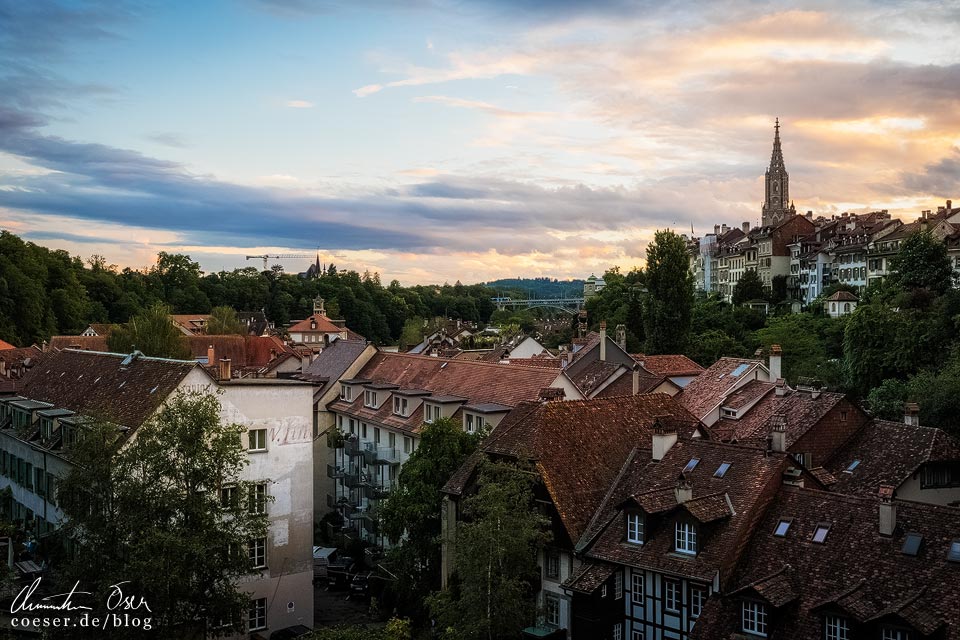 Das Mattequartier in Bern im Sonnenuntergang