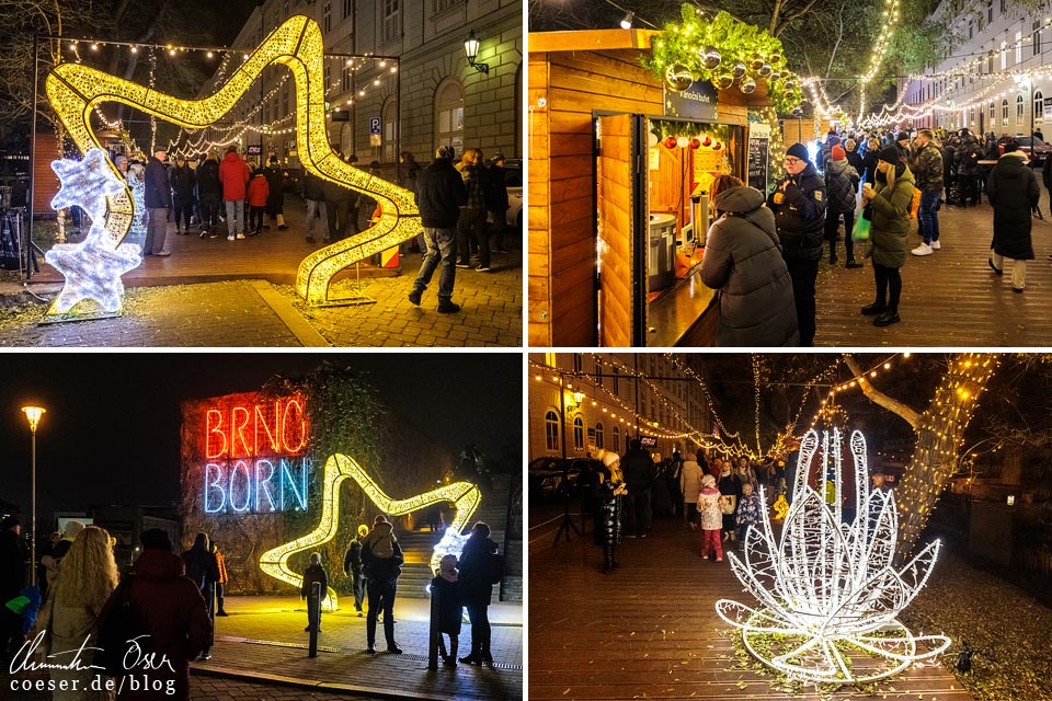 Weihnachtlicher Lichterpfad auf der Bašty-Straße in Brünn