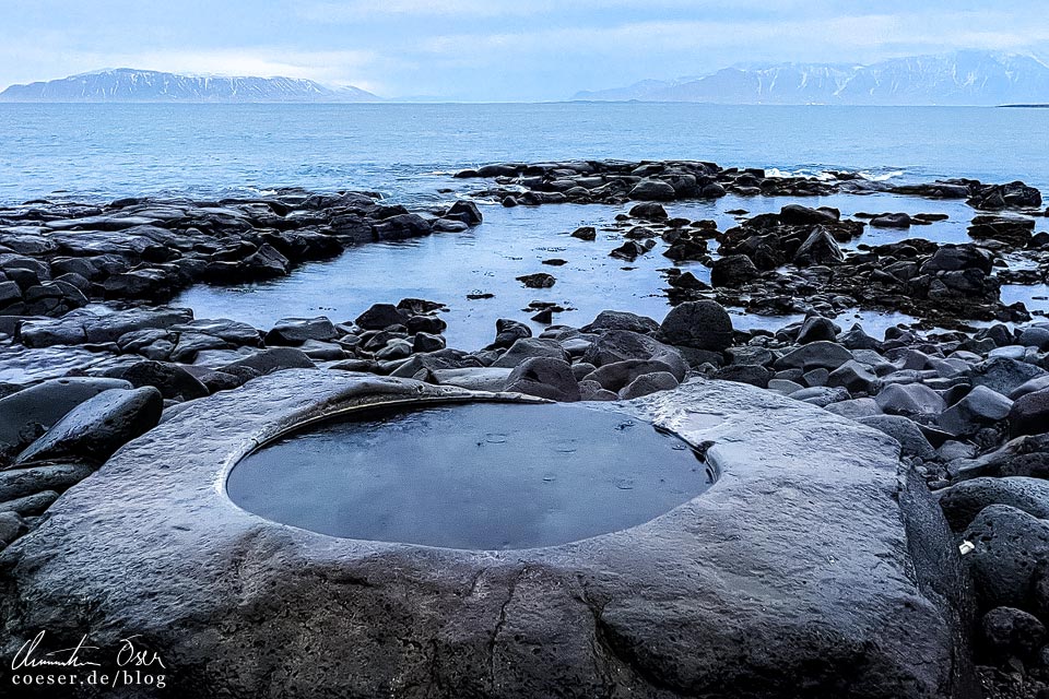 Kvika-Fußbad an der Promenade von Grótta in Reykjavik