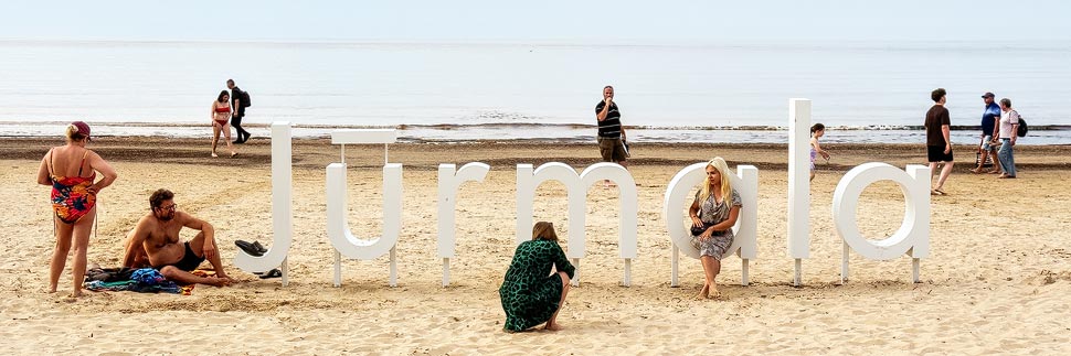 Jürmala-Sign am Strand von Jürmala, Lettland