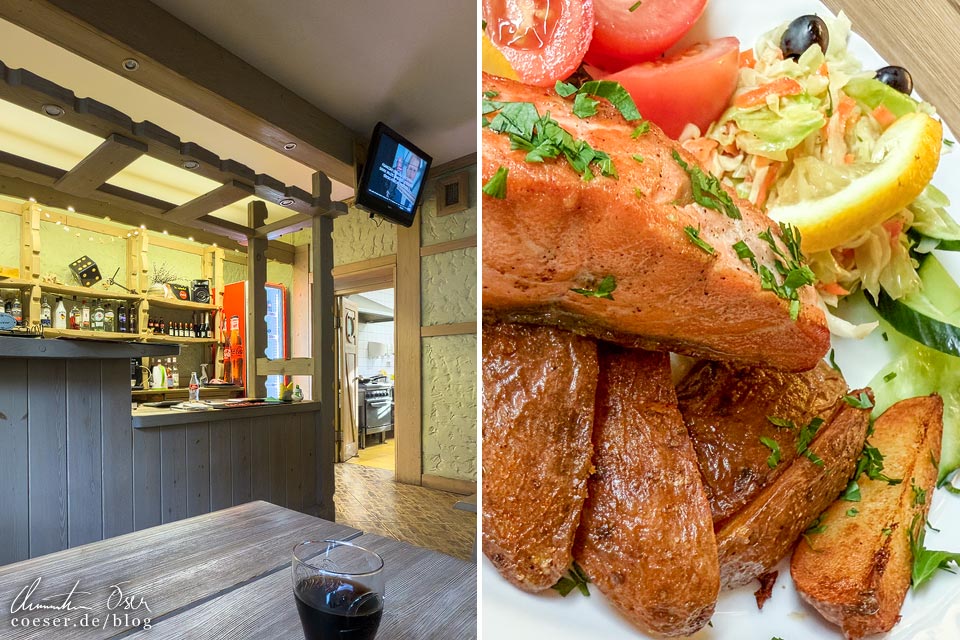 Lachsfilet im Hotel-Restaurant Zīriņi in Kolka, Lettland