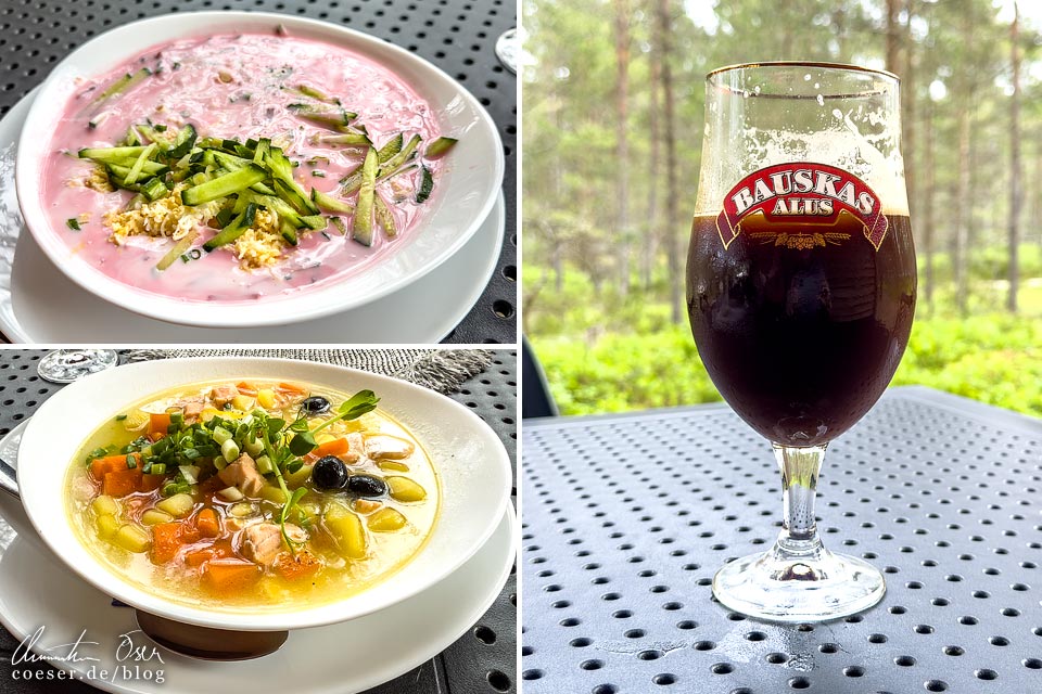 Kalte Suppe, Lachssuppe und Kvass im Café Divjūriņas in Kap Kolka, Lettland