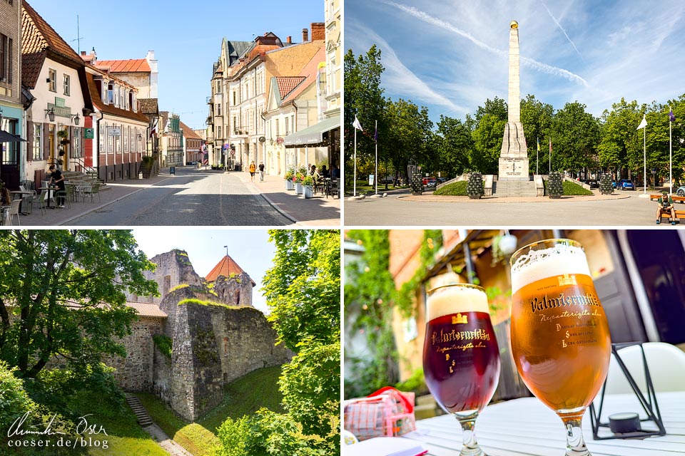 Eindrücke und Fotos aus Cesis, Lettland: Flaniermeile Rīgas iela, Platz der Einheit, Schwertbrüderordensburg Wenden und Bier aus der Brauerei Valmiermuiža