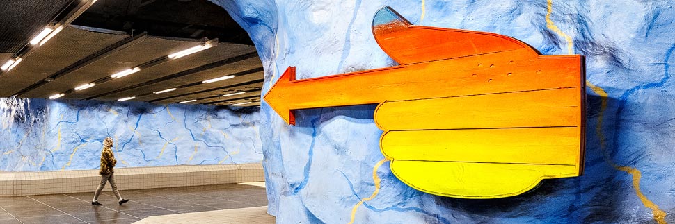 Moderne Kunst in der Metro-Station Stadion in Stockholm, Schweden